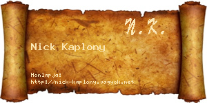 Nick Kaplony névjegykártya